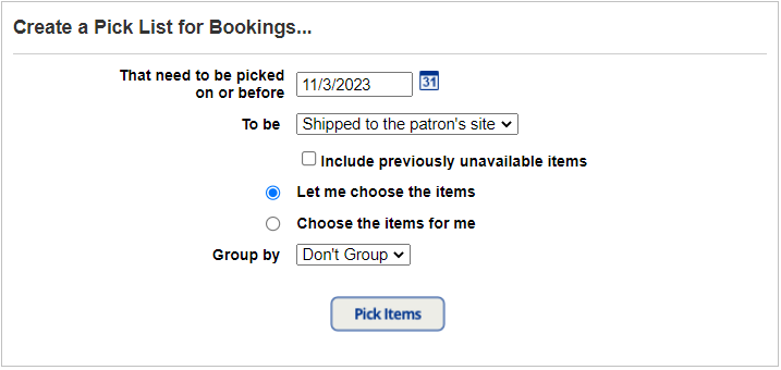 Create a Pick List page.